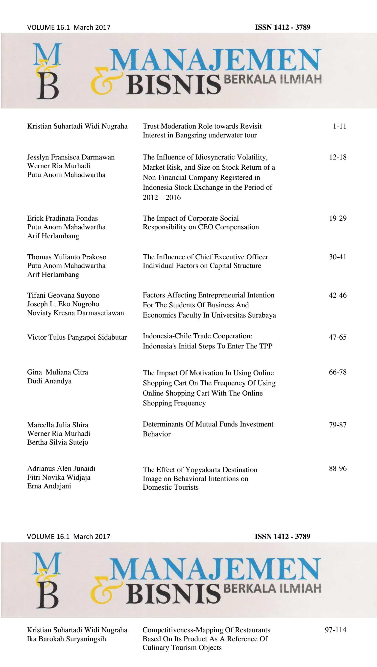 Vol. 16 No.1 March 2017